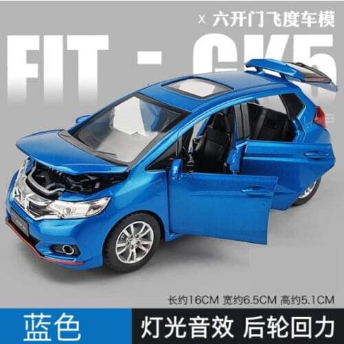 1: 32 Honda Fit Simulation Alloy Car Model Six Door Sound and Light Childrens Toy Car Model Boys Birthday New Year Gift Blue