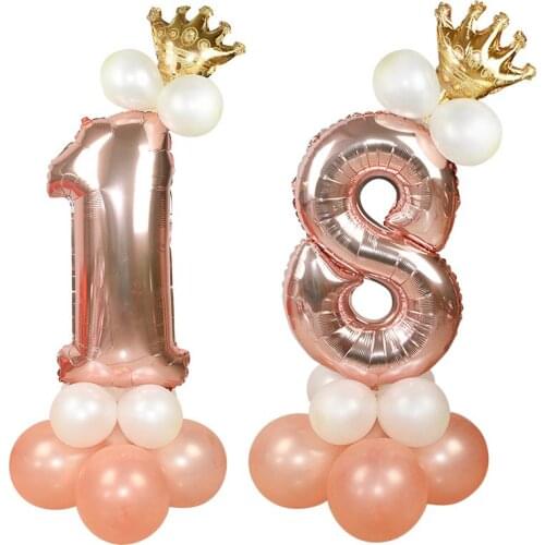 32'' 0-9 Number Foil Balloons Set Wedding Anniversary Baby Shower 1st Birthday Kids Birthday Party Supplies Digital Air Balloon