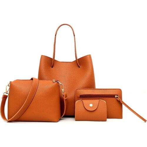 4pcs Women Bag Set Large Capacity Female Pattern Handbag Shoulder Bags Purse Ladies PU Leather Crossbody Tote Shopping Wallets