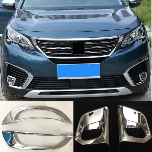 For Peugeot 5008 2017 2018 ABS Chrome Front Or Rear Back Fog Light Lamp Cover Trim 2pcs Accessories Auto Trim Car Styling