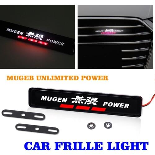 Car Styling sticker front grille emblem LED decorative lights For Mugen Power Honda Civic Accord CRV Hrv Fit Jazz Car Accessorie