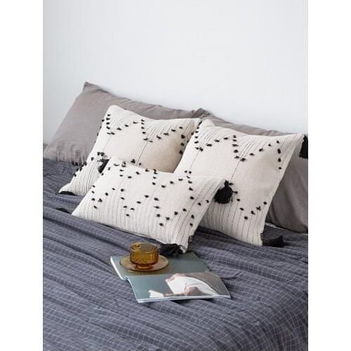 45x45/45x30cm Bohemian white black cushion cover fringes waist pillowcase sofa chair decorative pillow cover for backrest