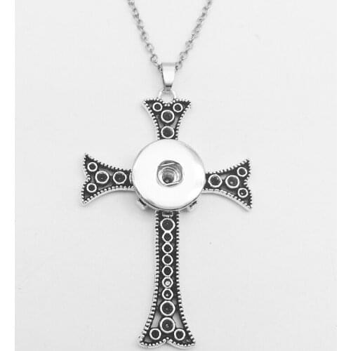 New cross snap button jewelry necklace EA3566 (fit 18mm 20mm snaps) BOBOSGIRL