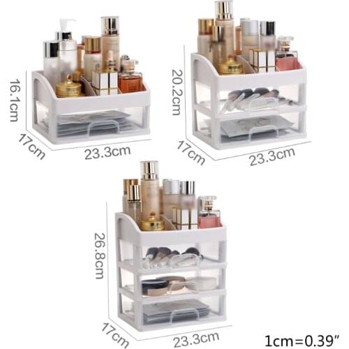 D08D Makeup Organizer Box Transparent Cosmetic Drawer Jewelry Storage Holder Shelf