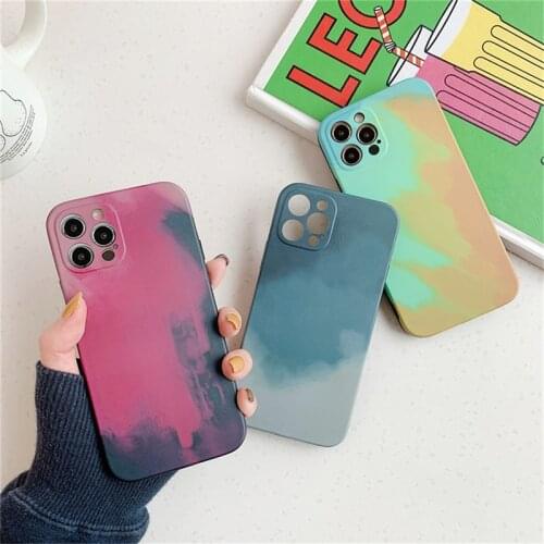 Ottwn Art Watercolor Phone Case For iPhone 12 Pro 11 Pro Max X XR XS Max 7 8 Plus SE 2020 Camera Protection Soft TPU Back Cover