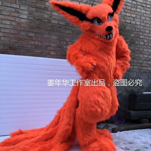 Real PHOTO Kyuubi Kitsune Gumiho furry Mascot Costume Fursuit Cosplay Animal Party Fancy Dress Carnival Birthday Gift
