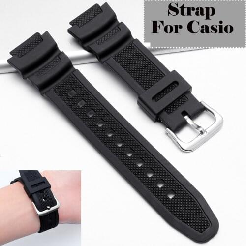 18MM Watch Strap For Casio Sports Watchbands Replace Electronic WristWatch Rubber Strap Stainless Steel Buckle Bracelet Montre