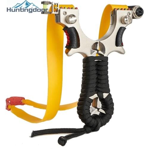 Wholesale Stainless Steel Slingshot With Laser Light Powerful Hunting Catapult Braided Rope Slingshot Sling Outdoor Shooting