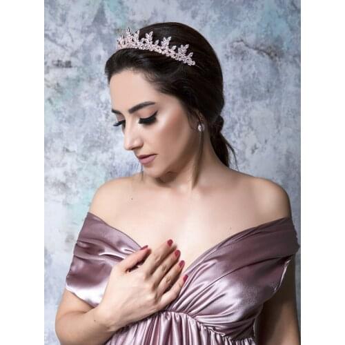 Luxury Handmade Rose Gold Wedding Crown Hair Jewelry Bridal Headpiece Crystal Tiaras Bride Party Crowns Wedding Hair Accessories