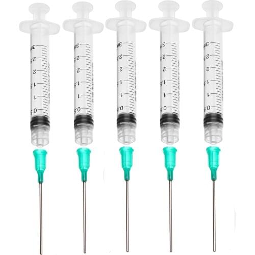 5 Pack/Set 3ml Dispensing Syringe with 18 ga 1.5" Blunt Tip Needle For Mixing Liquid for Industry Tools