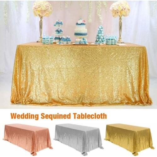Tablecloth Hotel Restaurant Wedding Decoration Pure Color Sequins Square Gold Tablecloth Sequined Tablecloths