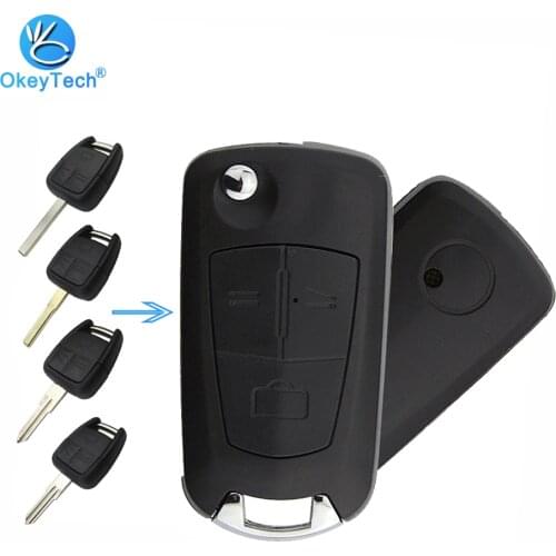 OkeyTech Replacement 3 Button Flip Folding Modified Key Shell HU100 HU43 Left Right Blade for Vauxhall Opel Astra Vectra Zafira