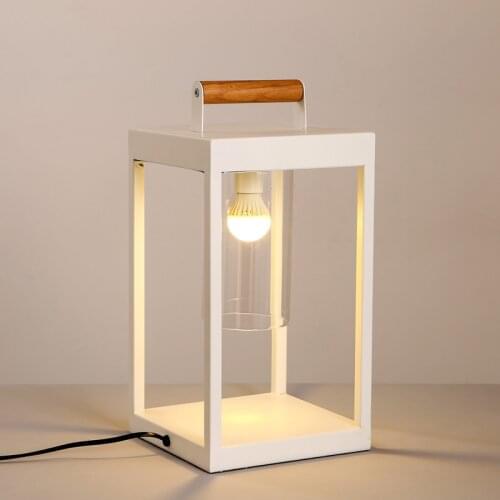 Modern white table lamps living room bedroom bedside creative Chinese white iron art square desk lamps lighting ZA825546