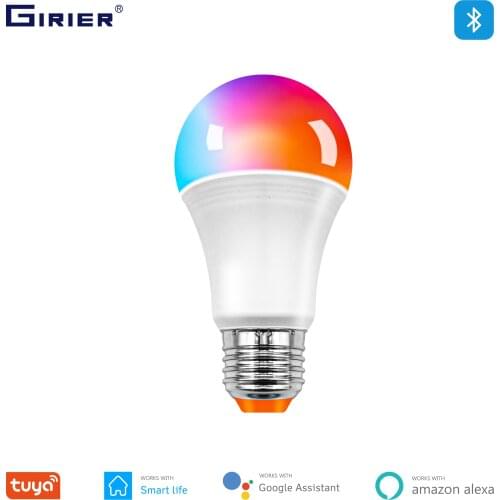 GIRIER Tuya Smart Wifi Bluetooth Led Bulb 15W E27 WC+RGB Colorful Dimmable Light Bulb Work with Alexa Google Home Smart Life App