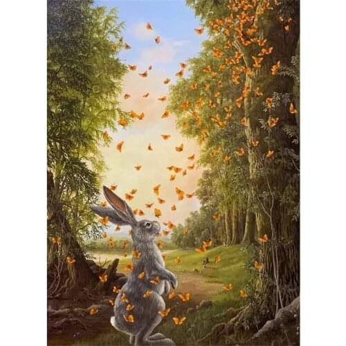 Animal Rabbit DIY Embroidery Cross Stitch 11CT Kits Craft Needlework Set Printed Canvas Cotton Thread Home Decoration Sale