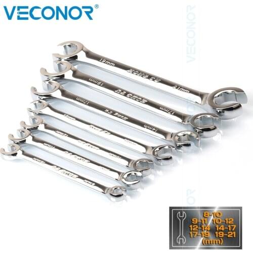 7PCS Flare Nut Wrench Set of Multitools Oil Pipe Spanner Kit Full Polish High Torque Hand Tool