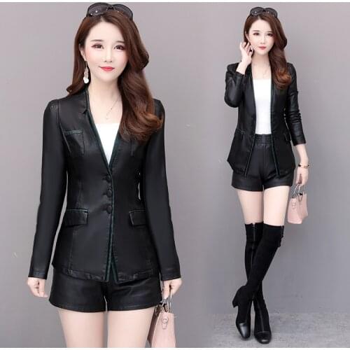 Spring jacket ladies Pu leather jacket women jacket short autumn motorcycle leather small suit faux leather motorcycle