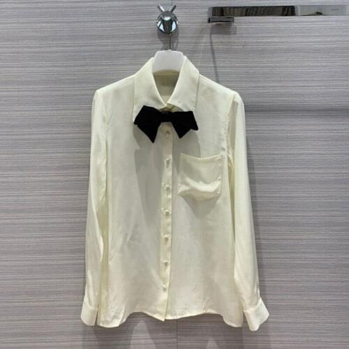High End Quality 11.27 Bow Tie Silk Shirt Women Temperament Fashion Luxury Elegant Blouse