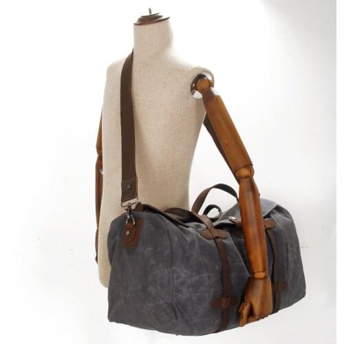 VZVA retro fashion travel bag mens handbag canvas leather large capacity long distance business bag zipper messenger bag