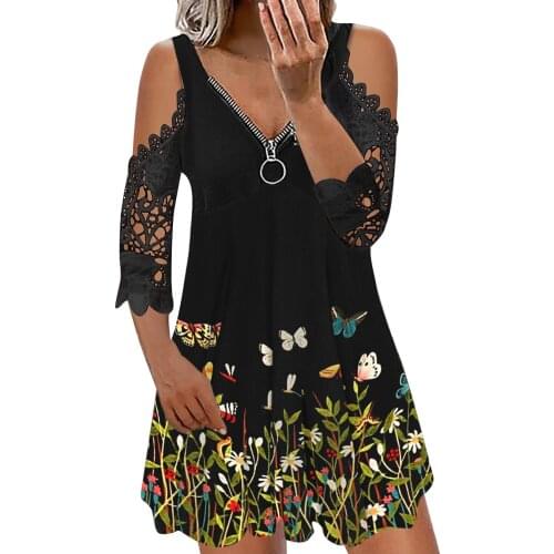 Hillsionly Plus Size Summer Dress Womens Sexy Fashion Cool Printed Casual Off Shoulder Elegant Mini Dress For Women 2021