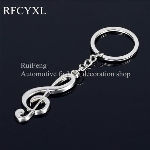 1PCS Hot Sale New Key Chain Key Ring Silver Plated Musical Note Keychain For Car Metal Music Symbol Key Chains For Man Women Gif