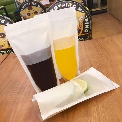 100pcs 350ml Stand up zip lock plastic bag with matte translucent window inside with PE drink pouch free shipping