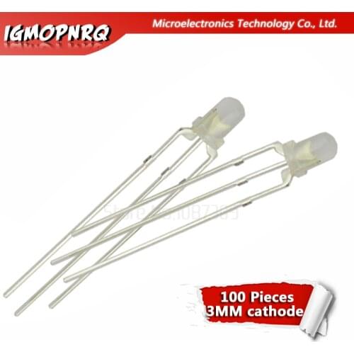 100pcs LED 3mm Round Diffused Red & Green two Color Common cathode LED Diode Light Emitting Diode