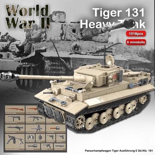 1018pcs TIGER 131 Military Tank Building Blocks WW2 Heavy Tanks Bricks Set