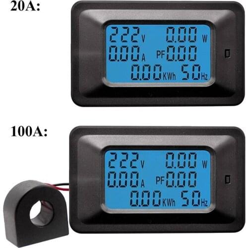 110~250V 20A 100A Digital Voltage Power Energy Voltmeter Ammeter Meters Indicator Current Amps Volt Wattmeter Tester Detector