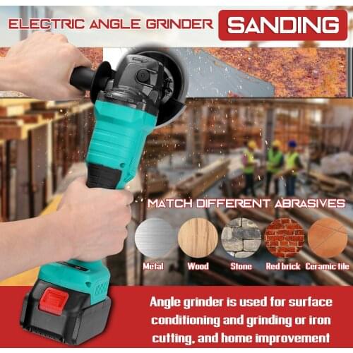 125mm Portable Multifunctional 18V Electric Angle Grinder 11000rpm High Rotation Speed Grinding Tool for Cutting Wood Iron