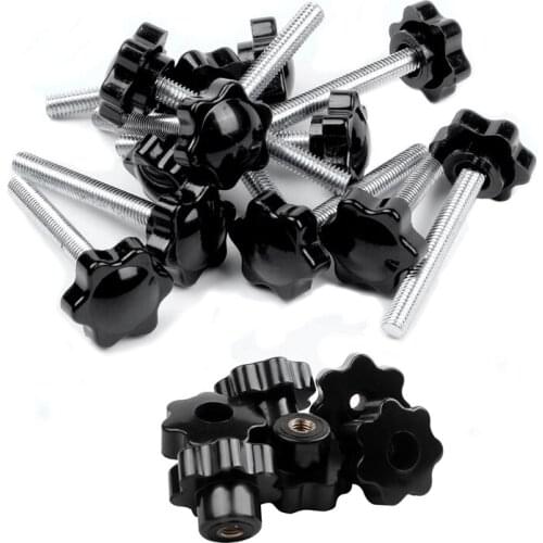 18Pcs Knurled Clamping Knob: 12Pcs M6X45mm Male Threaded Grip Star Knob & 6Pcs Clamping Nuts Knob Grip M8 Female Thread
