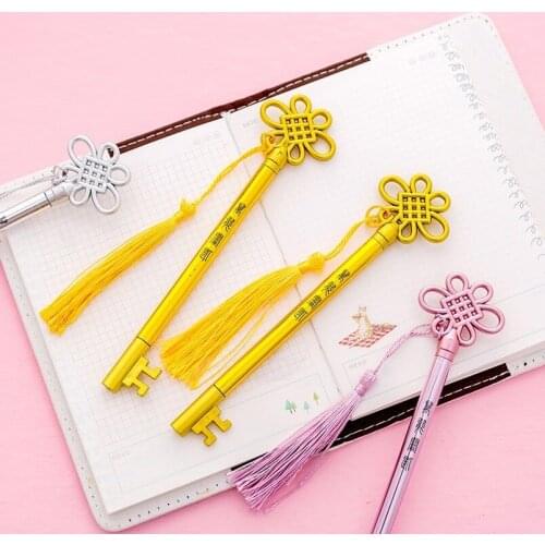 20 Pcs Personality Key Pen Fashion Palace Romantic Su Pendant Gel Pen Student Office Black Pen