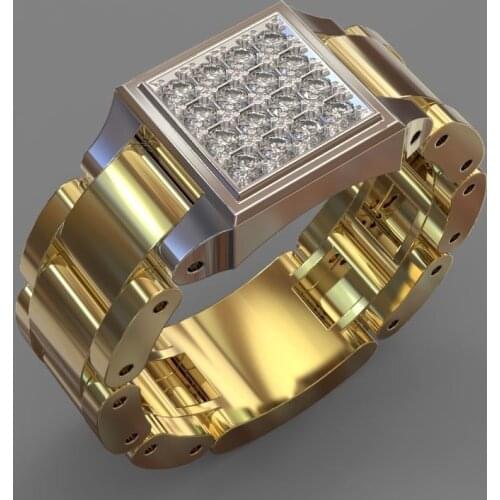 2020 Luxury Square White Zircon Wedding Rings For Women Bohemian Elegant Gold Color Engagement Bands Party Jewelry Gift D5M798