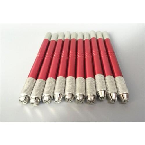 100Pcs 3D Eyebrow Microblading Pen Eyebrow Tattoo Machine Permanent Makeup Manual Microblading Pen Double Heads