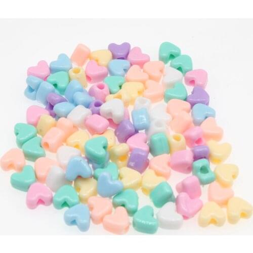 CHONGAI 50Pcs Mixed Candy Color Big Hole Acrylic Heart Beads DIY Accessories Beads For Jewelry Bracelets Making 11.6mm