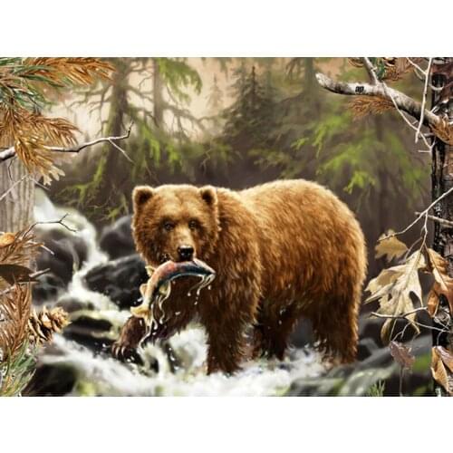 5D Full Round Diamond Embroidery Bear Cross Stitch Full Square Mosaic Animals Picture of Rhinestones Crafts Kit Diamond Art