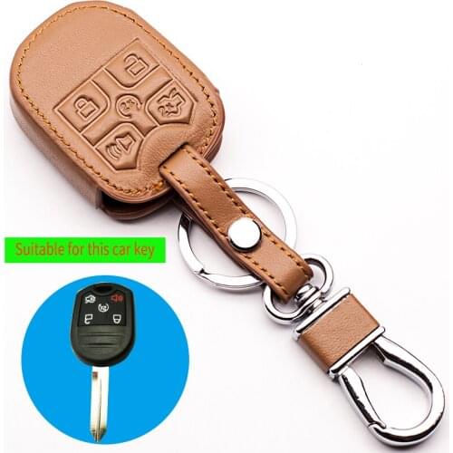 Auto Accessories Top layer leather Genuine Leather key cover For Ford Explorer 5 Transponder Key L21 5 button car-covers shell
