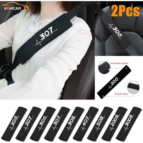 VEHICAR Car Seat Belt Pads 2pcs Seat Shoulder Strap Cover For 2008 3008 206 207 307 308 508 Cotton Safety Belt Cushion Pad