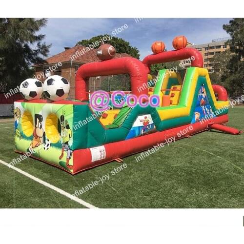 Free air shipping,8*3m kids inflatable obstacle course playground, outdoor commercial inflatable obstacle games bouncy slide