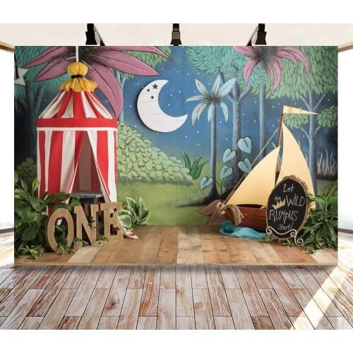 Baby One Year Old Outdoor Camping Backdrops Artistic Photos Background Decorations for Kids Birthday Party Photography Props