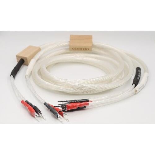 Pair HIFI Audio Silver Plated Speaker Cable HIFI Loudspeaker Audiophile Speaker cable Spade Plug Audio Cable