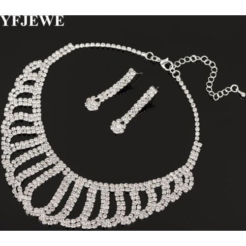 YFJEWE Hot Sale Women Full Rhinestone Bridal Jewelry Set African Wedding Necklace Earrings Sets best gift for Wedding Party N331