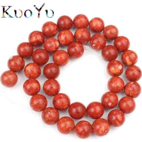 Red Grass coral Beads Round Loose Sapcer Beads For Jewelry Making 15"Inch 6/8/10/12mm Pick Size DIY Bracelet Necklace wholesale