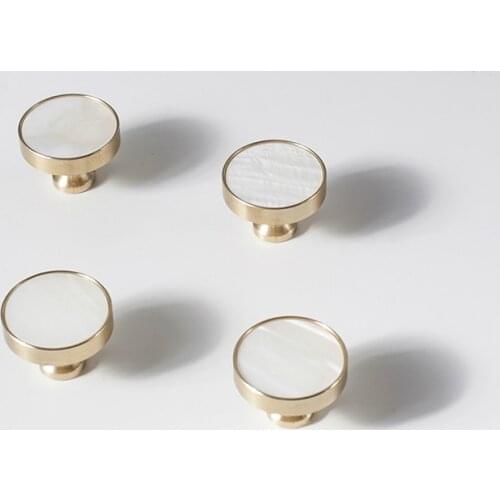 Brass Handle Creative European Furniture Minimalist Pearl Shell Wardrobe Door Drawer American Cabinet Pure Copper Round Knobs