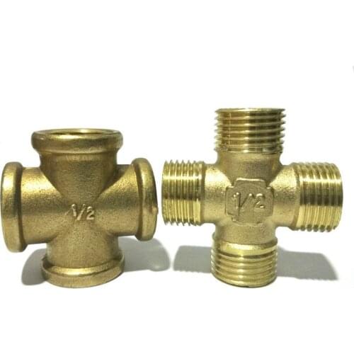 1/2" 3/4" BSP Female Male Thread 4 Ways Brass Pipe Fitting Connector Coupler Splitter