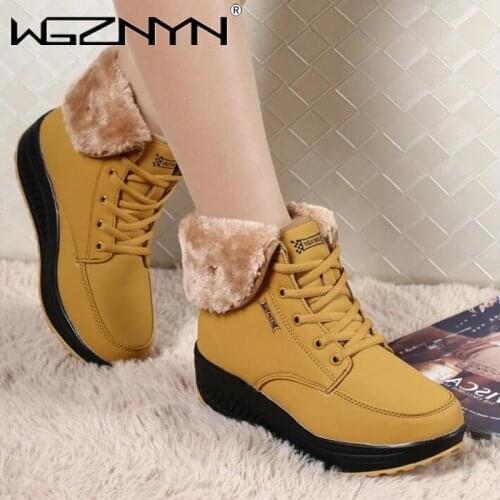 Fashion Winter Female Plus Velvet Swing Shoes Women Sneakers Snow Platform Wedges Ankle Boots Women Thermal Cotton-padded Shoes