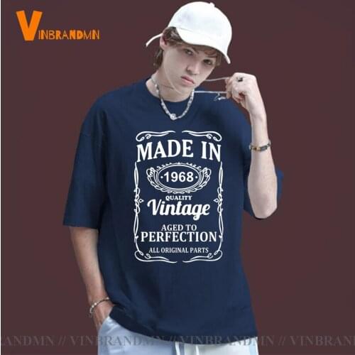 Vintage 1968 men T Shirt Made in 1968 Aged to Perfection Tshirt Funny Birthday Gift Thanksgiving Short Sleeve Cotton Clothing
