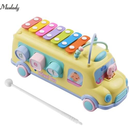 Muslady Kids Xylophone Toy Bus Musical Education Percussion Instrument with Mallet for Toddler Young Kids Children