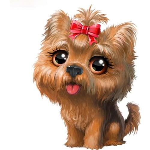 Lovely Fashion Cartoon Yorkshire Terrier Dog Car Funny Stickers and Decals Sunscreen Waterproof Cover Scratches PVC 12cmX16cm