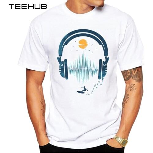 New Arrivals 2019 TEEHUB Cool Mens Fashion Summer Waves Design T-Shirt Short Sleeve O-neck Tops Hipster Tee